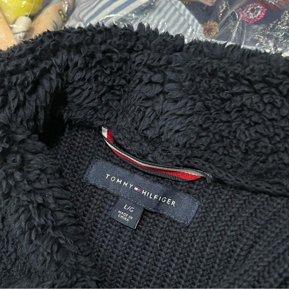 Tommy Hilfiger Large Navy Blue Waterfall Open Front Draped Cardigan Sweater C - Picture 6 of 6